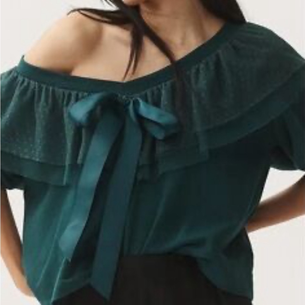 Maeve holiday green sweater Anthropologie extra small